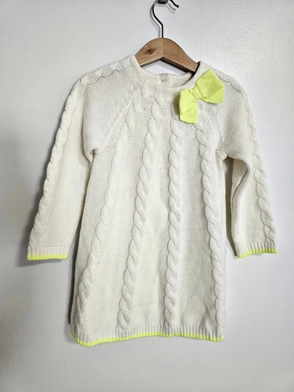 🧸2/20$ Gymboree Cable Knit Sweater Dress White Girls 3T Bow
